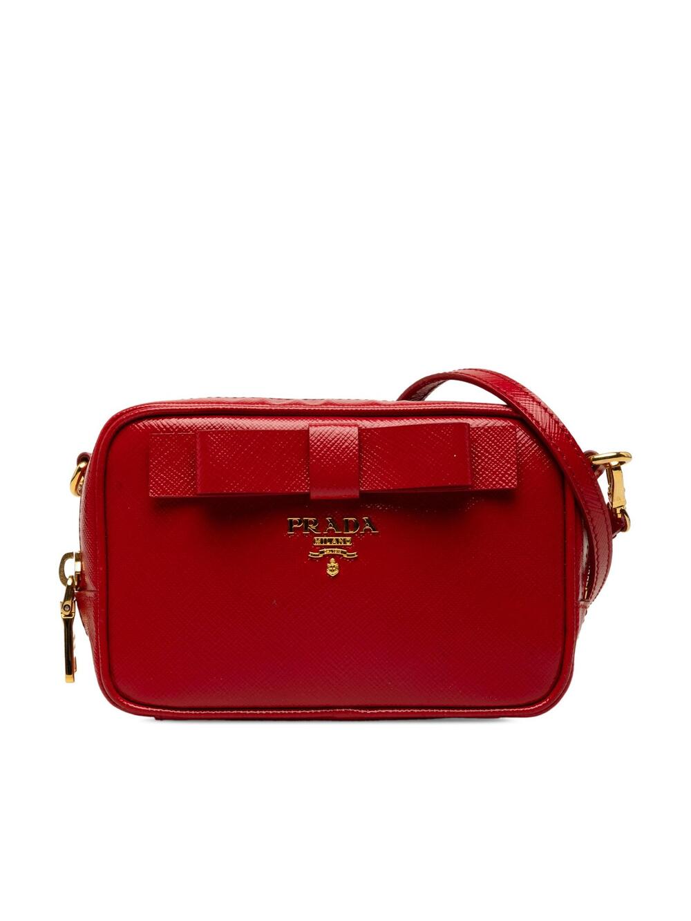 Prada Saffiano Vernice Bow Camera Bag #342487P63B
